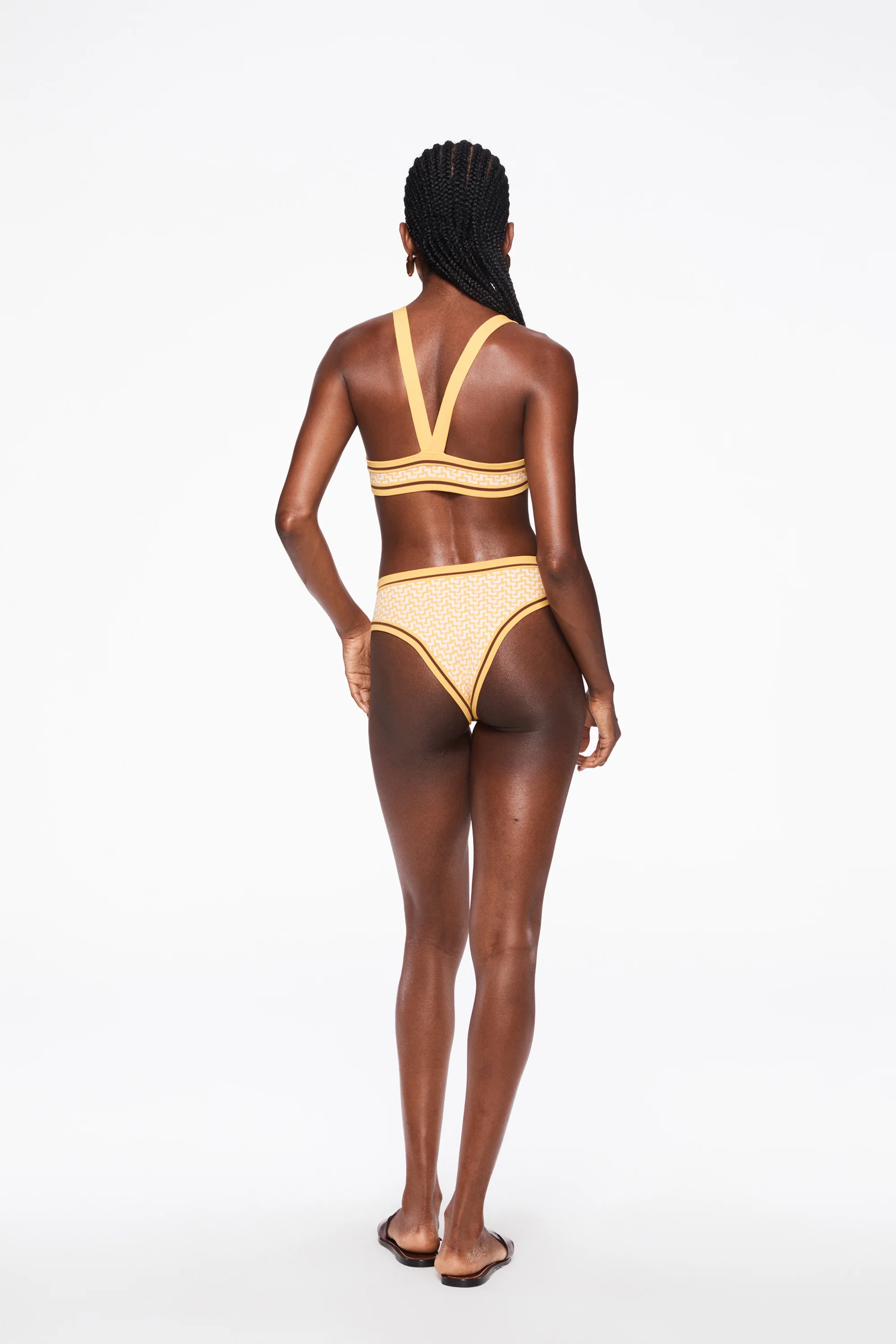 la plage bottom in pink/yellow jacquard - Image 4